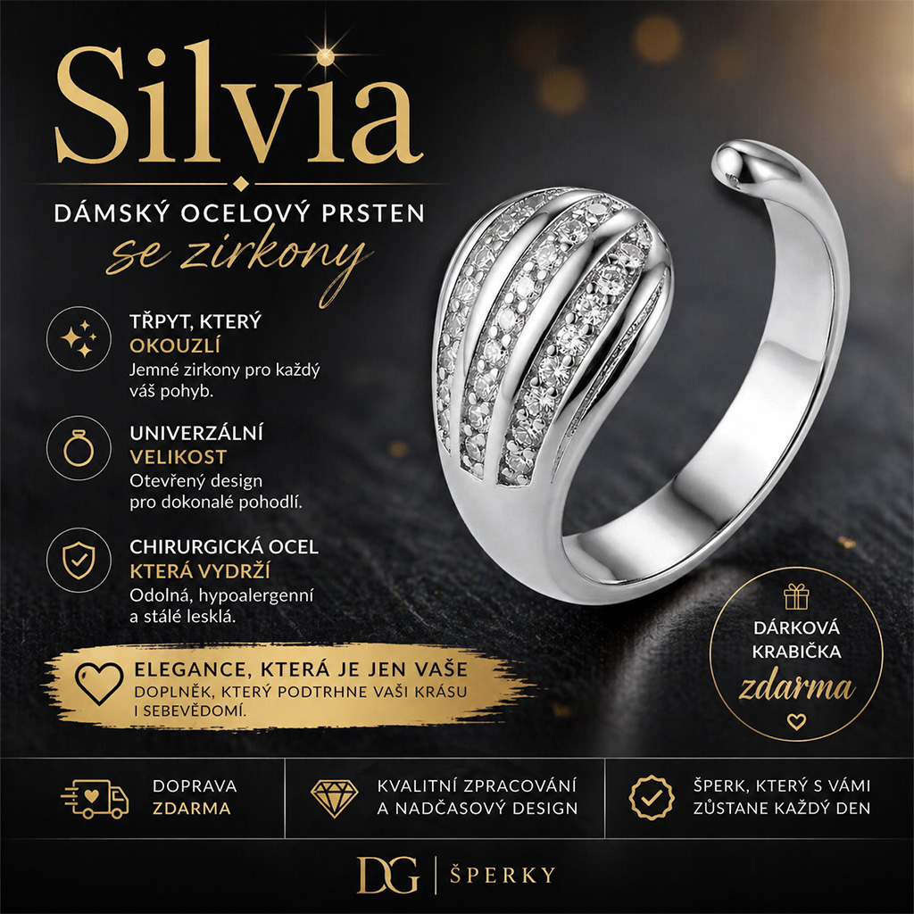 Dámský ocelový prsten Silvia se zirkony (3)